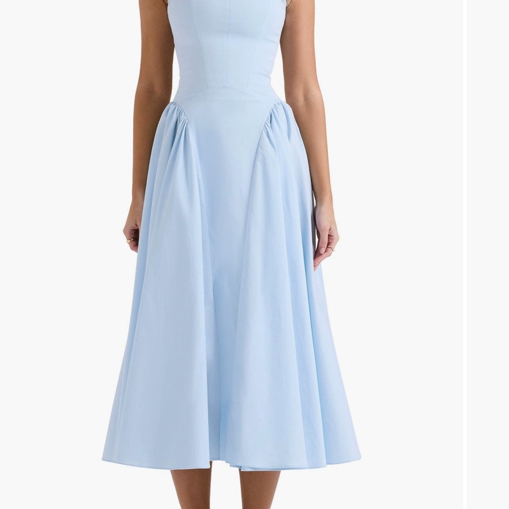 House of CB Dorothy B Pima Sky Blue Midi Dress
